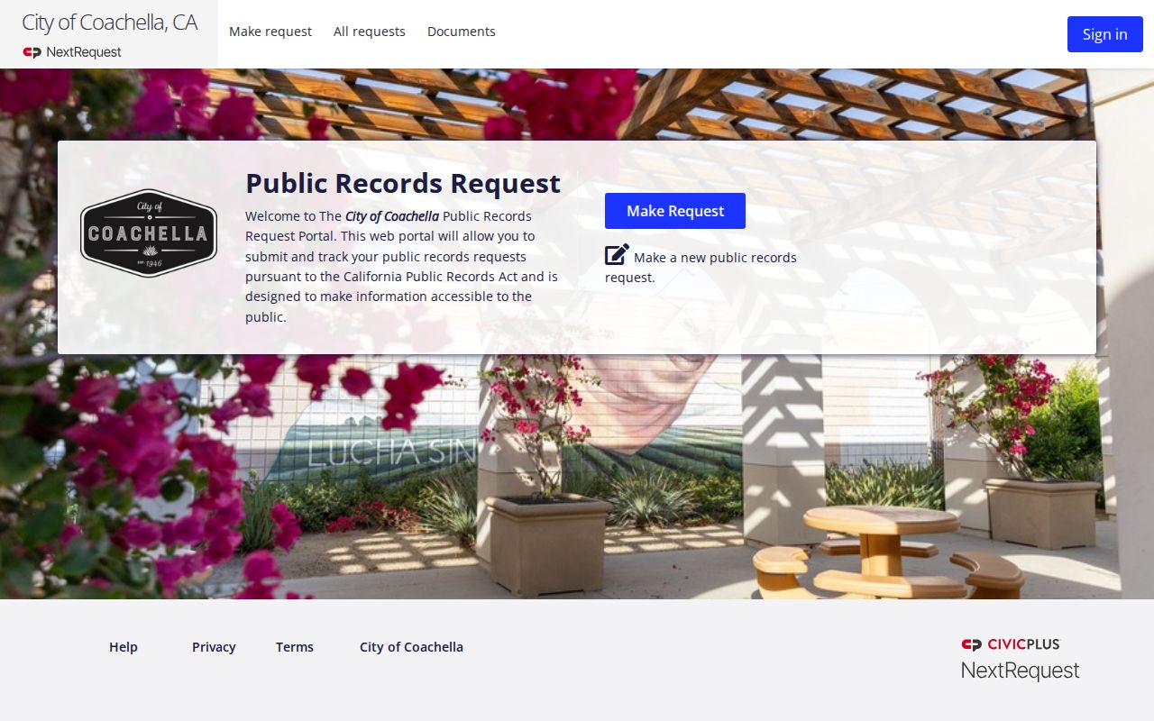 Coachella people search city NextRequest public records portal