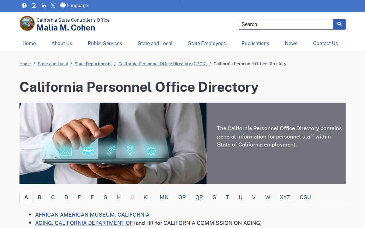Coachella people directories California Personnel Office Directory