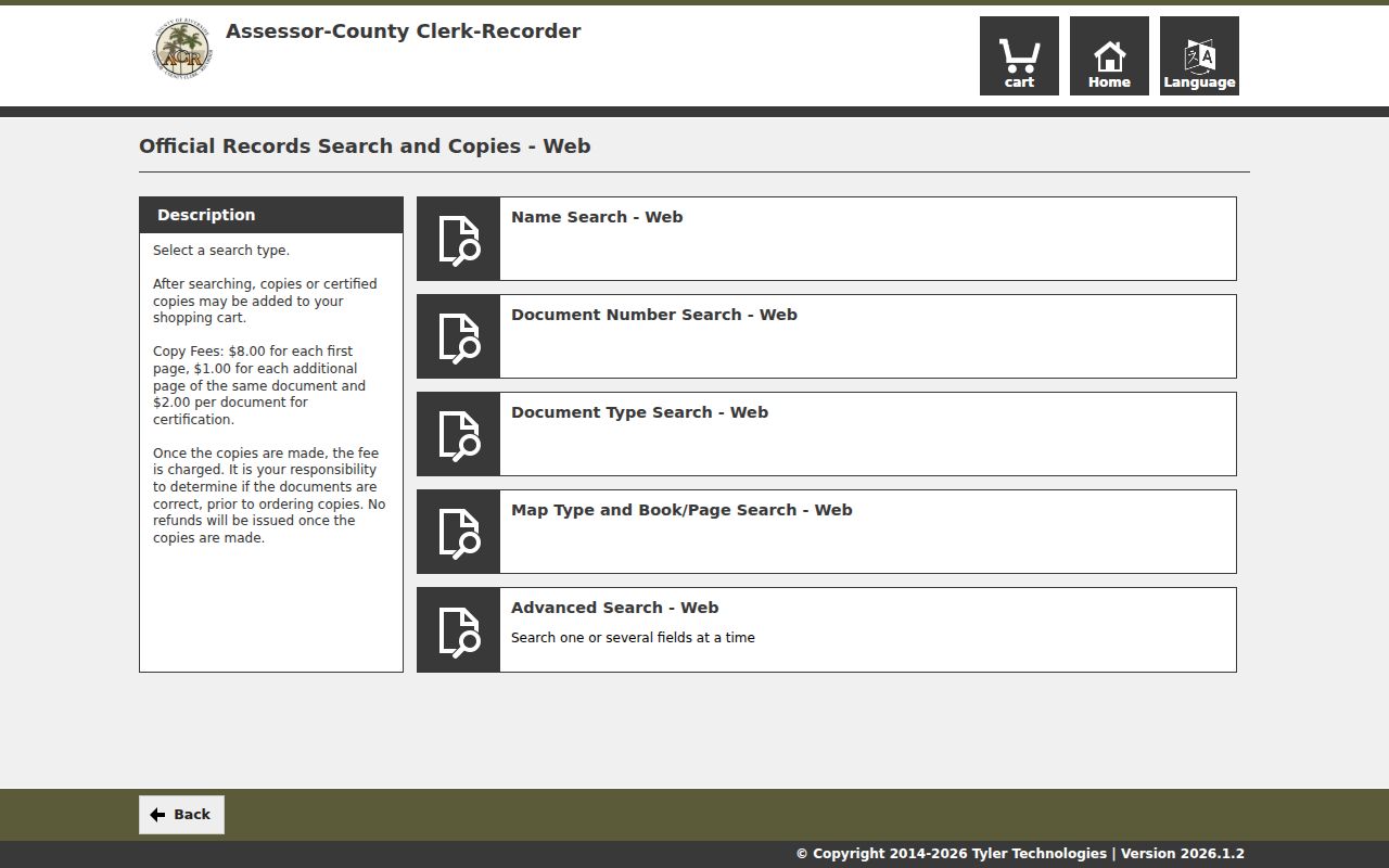 Coachella public records Riverside official records search menu