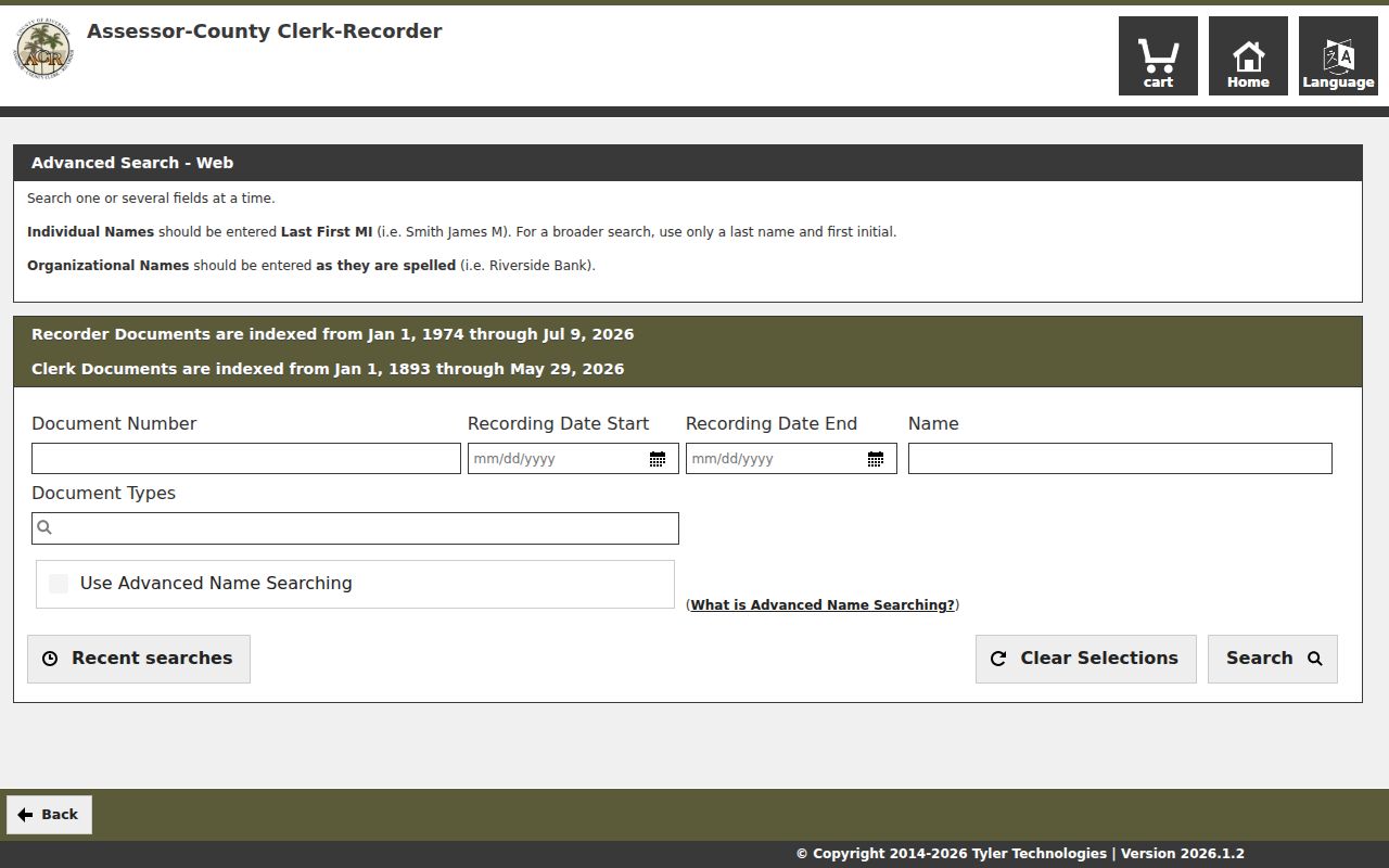 Coachella public records Riverside recorder advanced search