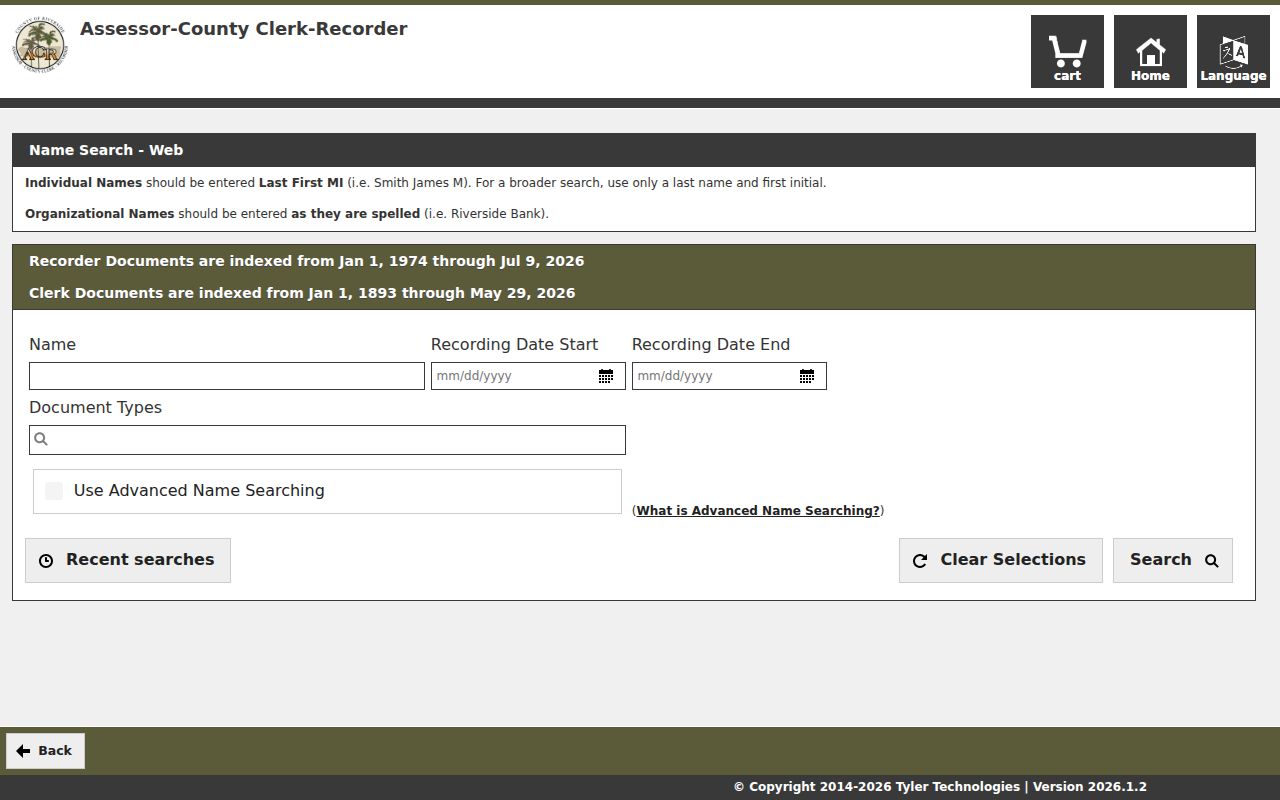 Coachella public records Riverside recorder and clerk name search