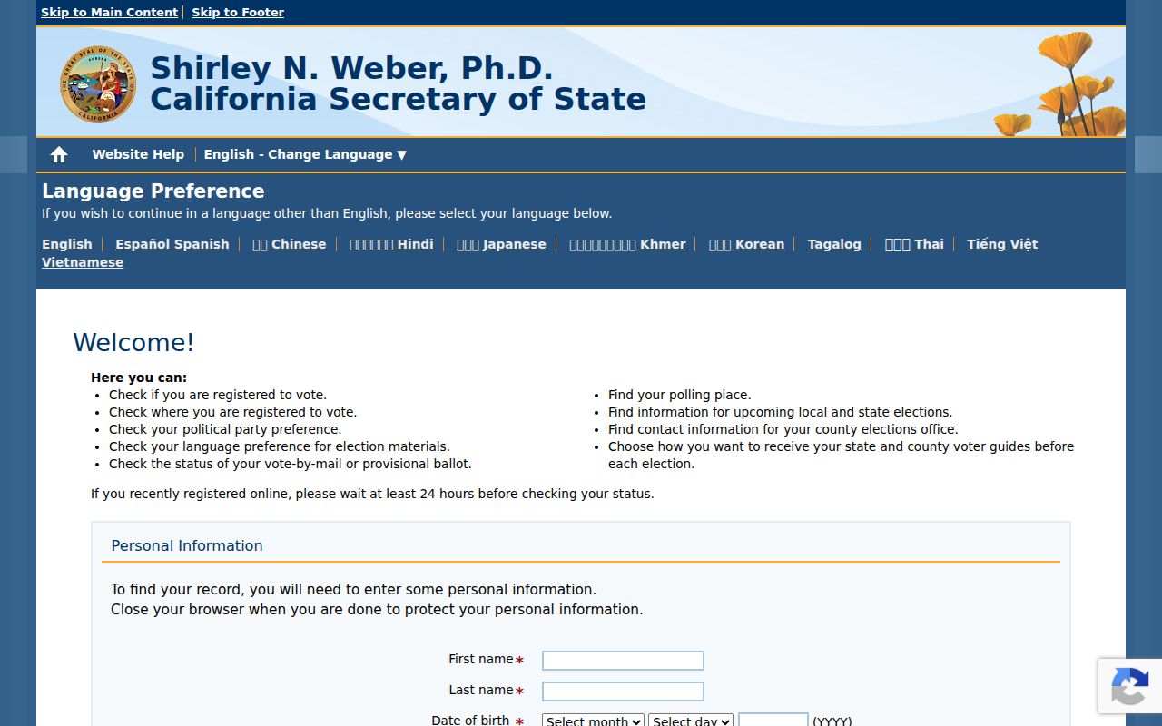 Coachella voter registration records California My Voter Status lookup